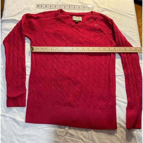 Sonoma Cable Knit Sweater Womens Large Red Crew Neck Pullover Long Sleeves - Picture 2 of 5